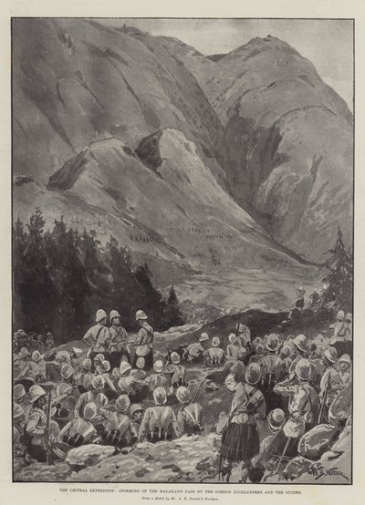 La Expedición de Chitral, Asalto del Paso de Malakand por los Gordon Highlanders y los Guías de William Barnes Wollen